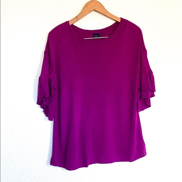 Kaari Blue Purple ruffle sleeve blouse - Picture 2 of 7